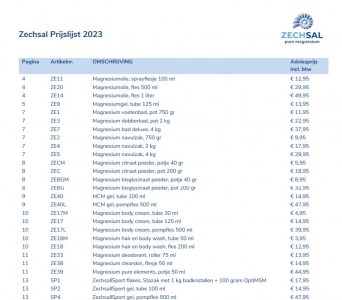 Prijslijst catalogus 2024